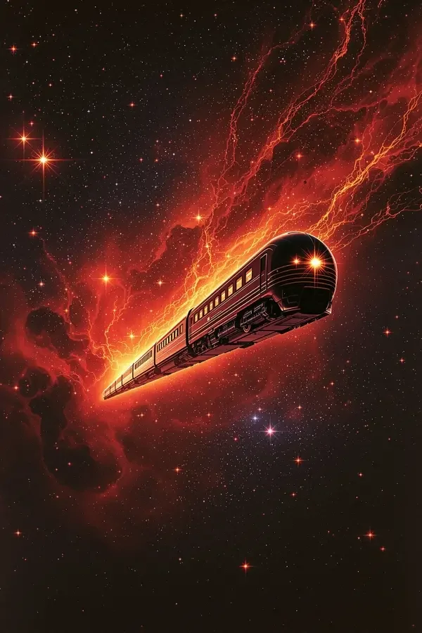 《银河列车》2026 年国产大片封面海报：穿越深空星云的银色货运列车