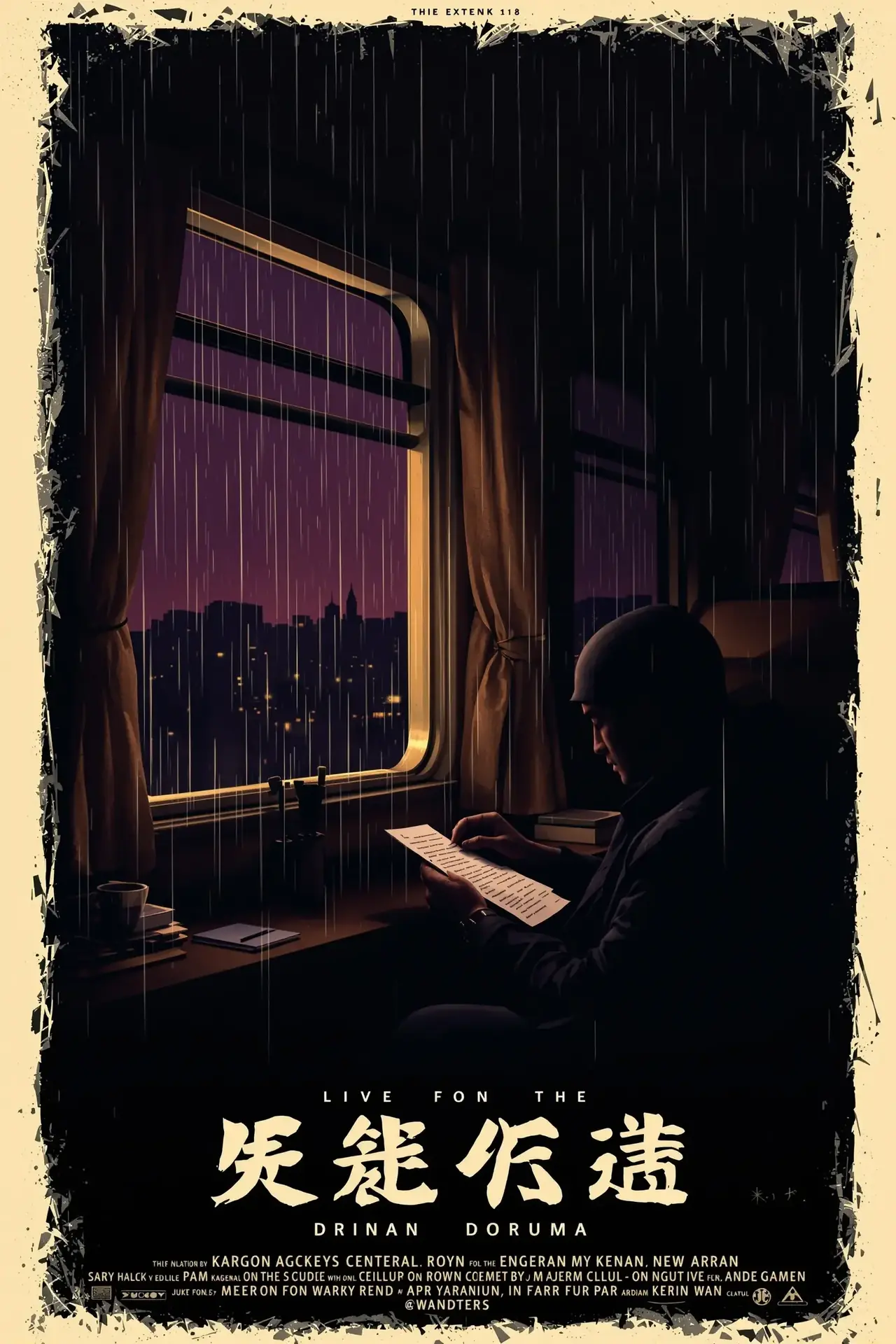 《雨夜列车》2026 年欧美大片封面海报：穿行夜雨的卧铺列车与车窗灯光